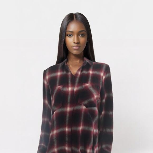 Cloth & Stone Red Plaid Flannel Cotton Button Down Shirt - Picture 1 of 11